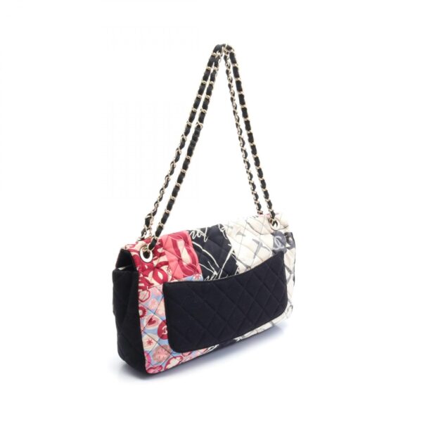 2101218192445 2 Chanel Matelasse Cotton Jersey Shoulder Bag Black Multicolor