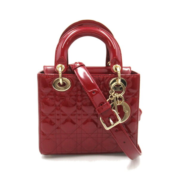 2101218192469 1 Dior Dior Cannage 2Way Patent Tote Bag Red