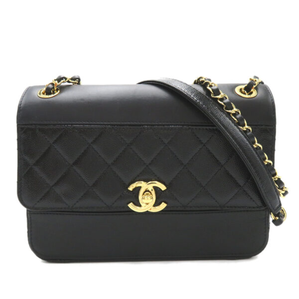 2101218192728 1 Chanel Chain Calf Lambskin Shoulder Bag Black