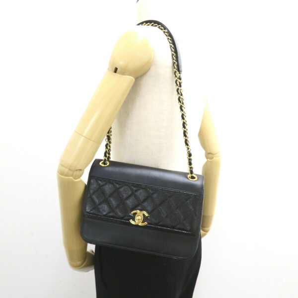 2101218192728 5 Chanel Chain Calf Lambskin Shoulder Bag Black