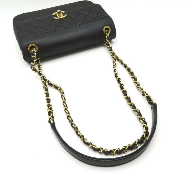 2101218192728 7 Chanel Chain Calf Lambskin Shoulder Bag Black