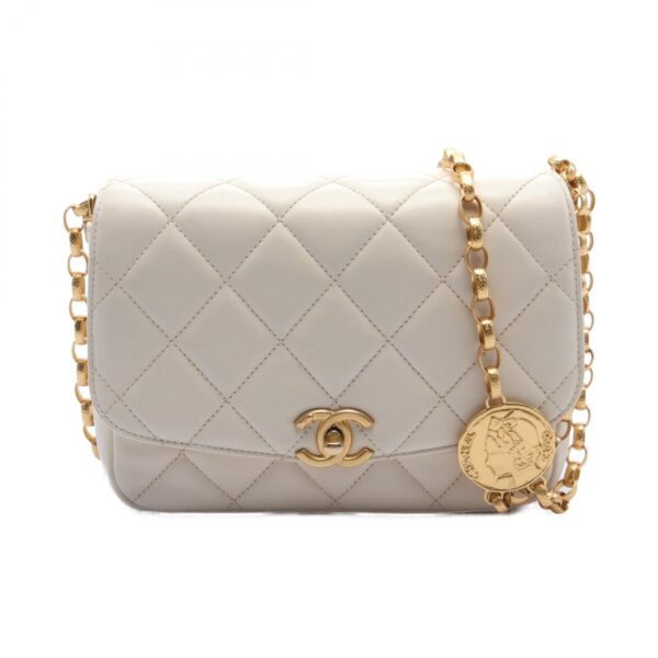 2101218193213 1 Chanel Matelasse Coin Motif Lambskin Shoulder Bag White