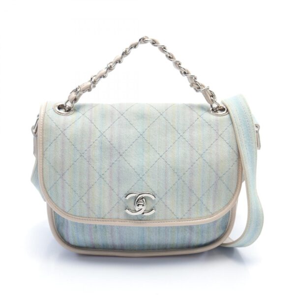 2101218193251 1 Chanel Denim Shoulder Bag Blue Ivory Multicolor