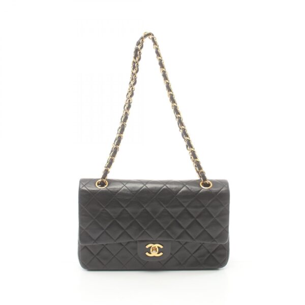 2101218226515 1 Chanel Matelasse W Flap Lambskin Shoulder Bag Black