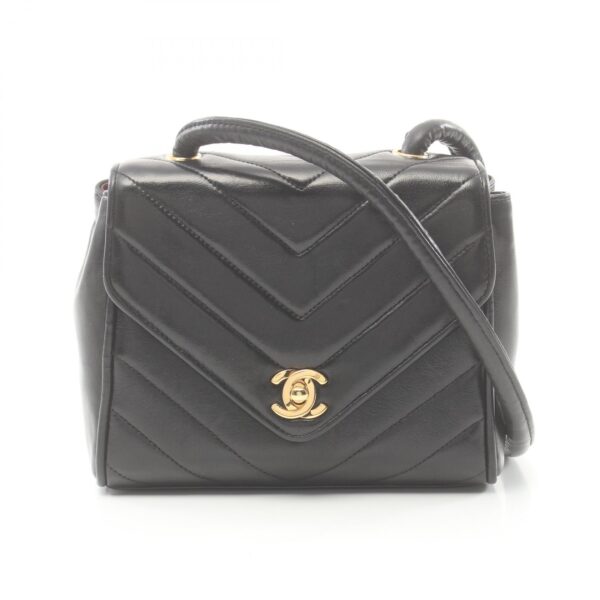 2101218226591 1 Chanel V Stitch Lambskin Shoulder Bag Black