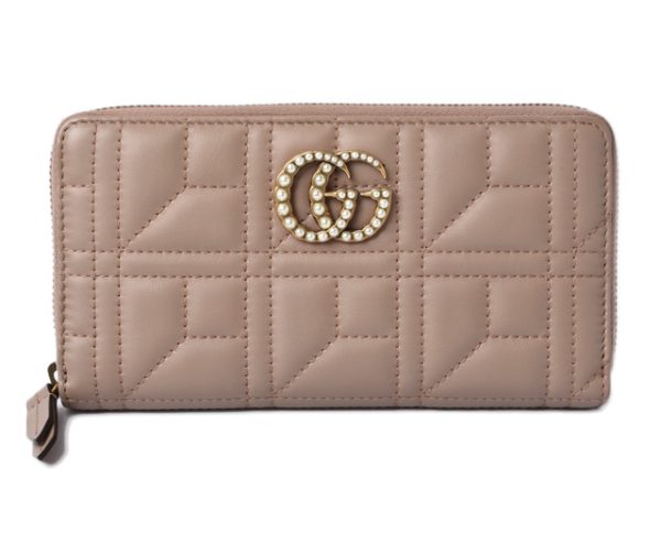 210328 30 g 1 Gucci Long Wallet GG Marmont Pink Beige