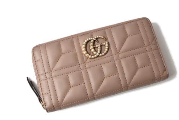 210328 30 g 2 Gucci Long Wallet GG Marmont Pink Beige