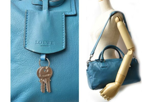 210328 44 lo 2 Loewe Tote Bag 2way Anagram Turquoise Blue