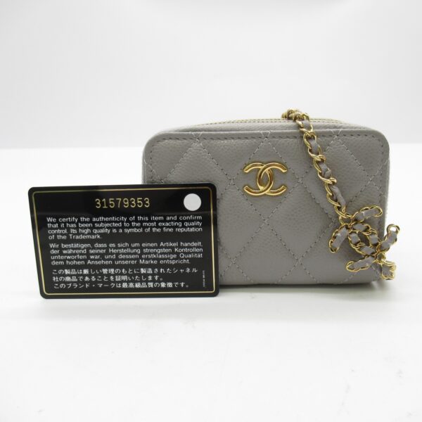 2104102232203 10 Chanel Matelasse Caviar Skin Chain Coin Case Shoulder Bag Black