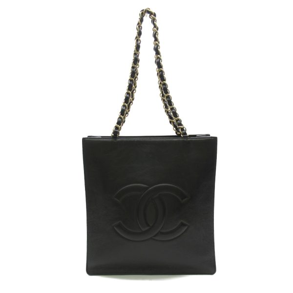 2104102241991 1 Chanel Chain Tote Bag Shiny Age Calfskin Black