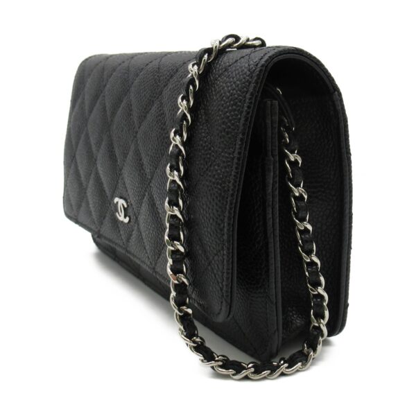 2104102242592 3 Chanel Chain Wallet Caviar Skin Shoulder Bag Black