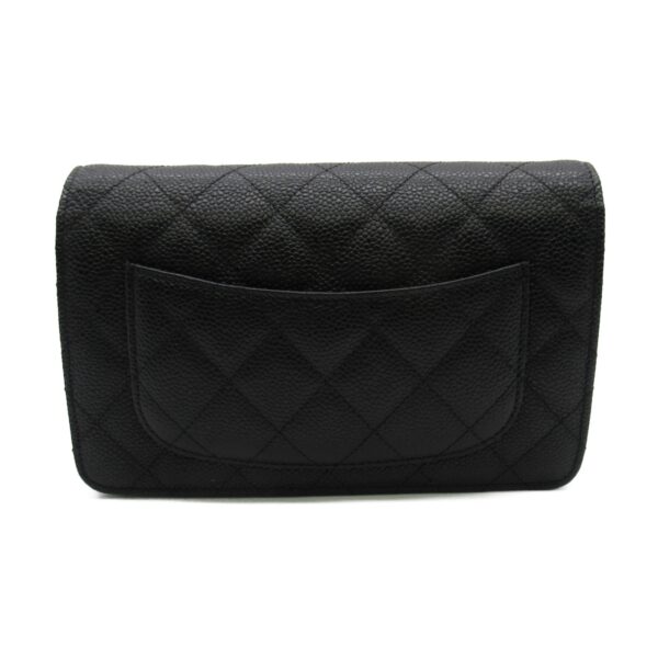 2104102242592 4 Chanel Chain Wallet Caviar Skin Shoulder Bag Black