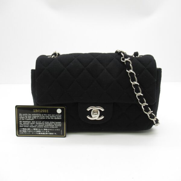 2104102242905 2 Chanel Mini Matelasse Cotton Jersey Chain Shoulder Bag Black