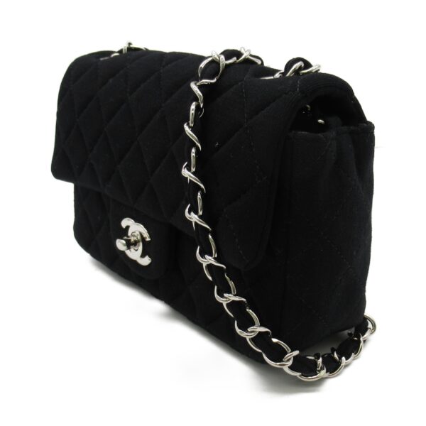 2104102242905 3 Chanel Mini Matelasse Cotton Jersey Chain Shoulder Bag Black