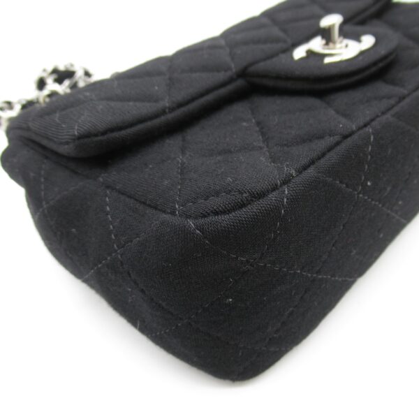 2104102242905 7 Chanel Mini Matelasse Cotton Jersey Chain Shoulder Bag Black