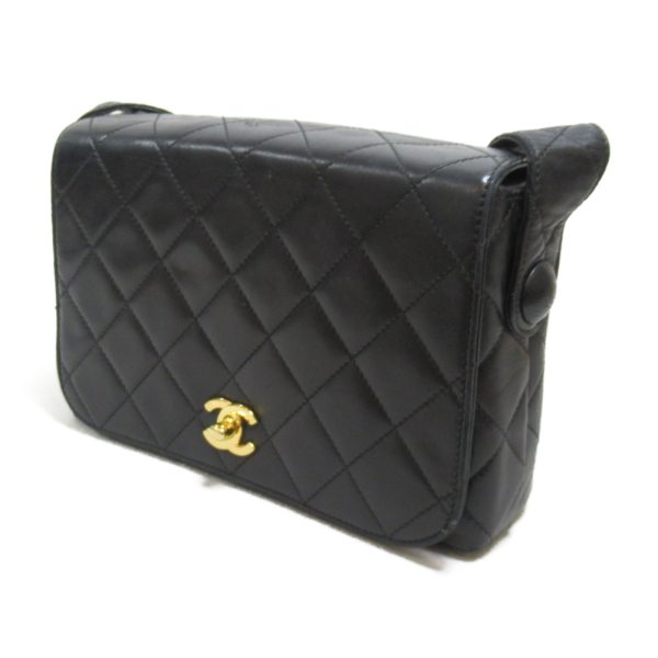 2104102243810 4 Chanel Matelasse Shoulder Bag Lambskin Black