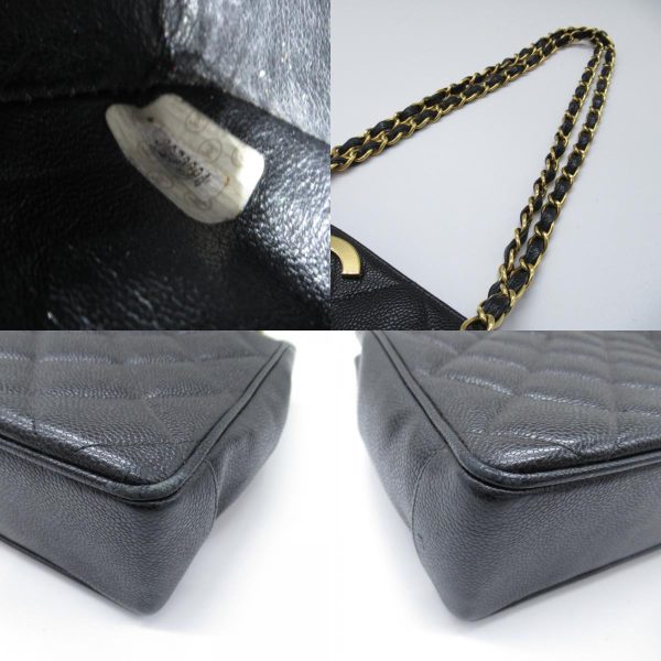 2104102247634 17c Chanel Chain Shoulder Bag Caviar Skin Black