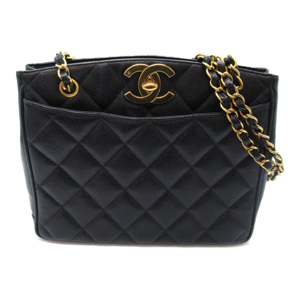 2104102247634 3 Chanel Chain Shoulder Bag Caviar Skin Black