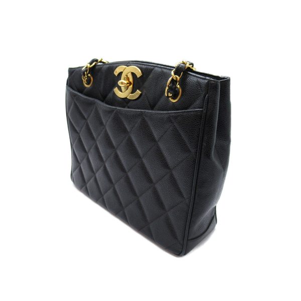 2104102247634 4 Chanel Chain Shoulder Bag Caviar Skin Black