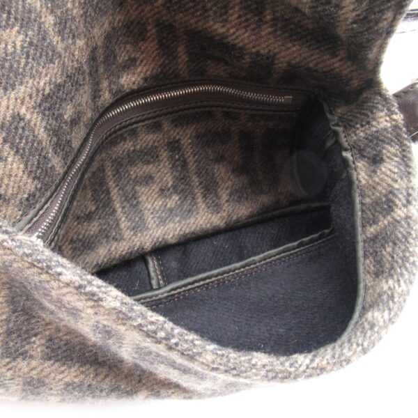 2104102250399 2 Fendi Mamma Bucket Wool Shoulder Bag Brown