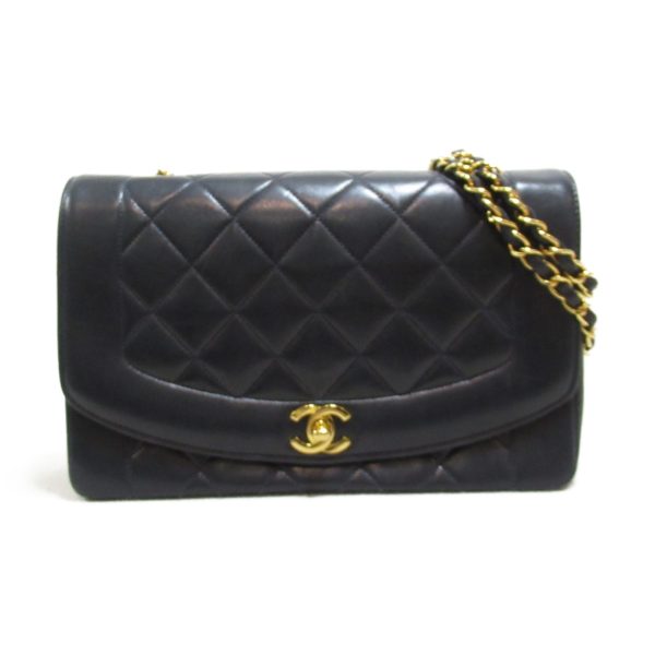 2104102250818 2 Chanel Matelasse Diana Chain Shoulder Bag Lambskin Black