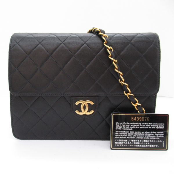 2104102255493 4 Chanel Matelasse Push Lock Chain Shoulder Bag Lambskin Black