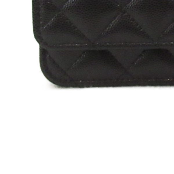 2104102255813 10 Chanel Chain Wallet Shoulder Bag Caviar Skin Black