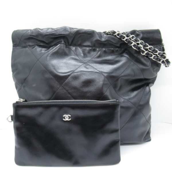 2104102255844 3 Chanel Chanel22 Chain Shoulder Calf Black