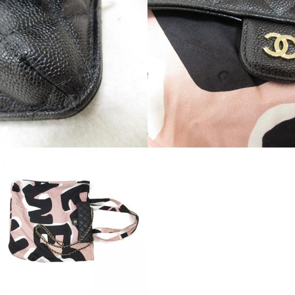 2104102256711 12c Chanel Chain Shoulder Eco Caviar Skin Black