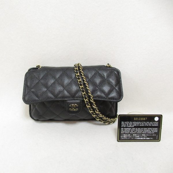 2104102256711 7 Chanel Chain Shoulder Eco Caviar Skin Black