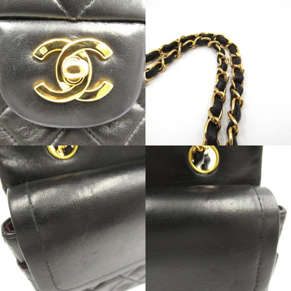 2104102258210 12c Chanel Matelasse Double Flap Chain Lambskin Black