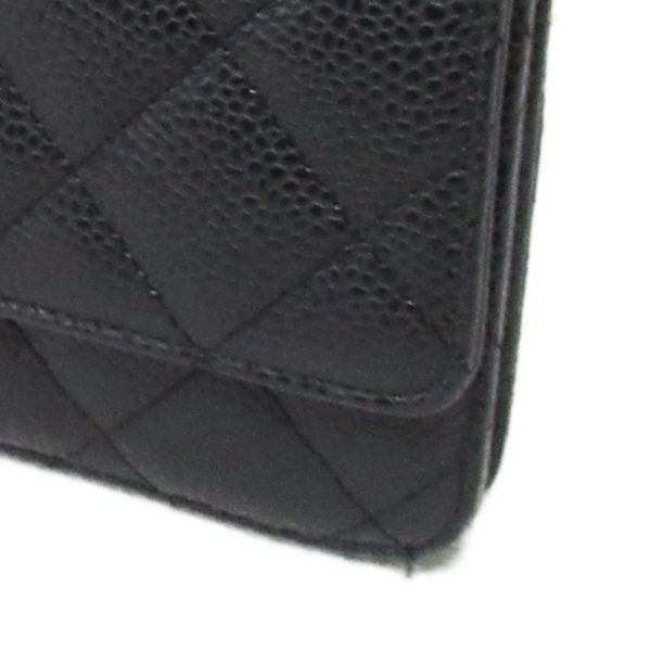 2104102259439 11 Chanel Matelasse Chain Wallet Caviar Skin Black