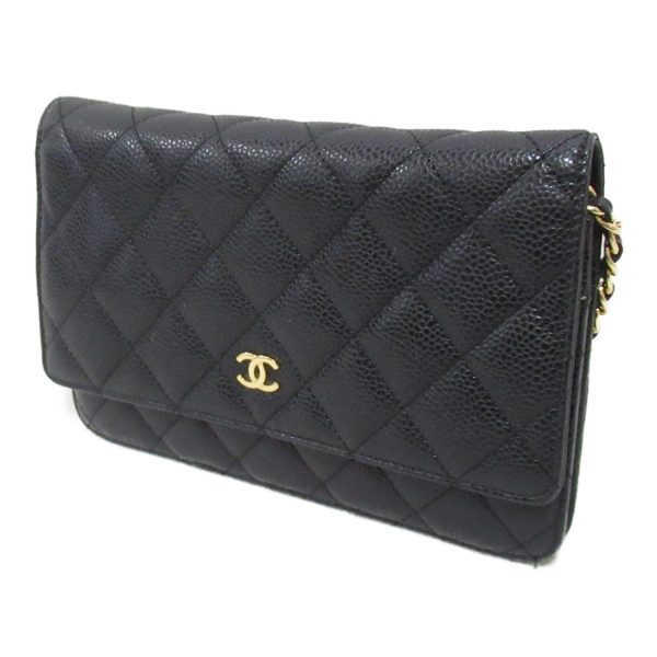 2104102259439 4 Chanel Matelasse Chain Wallet Caviar Skin Black