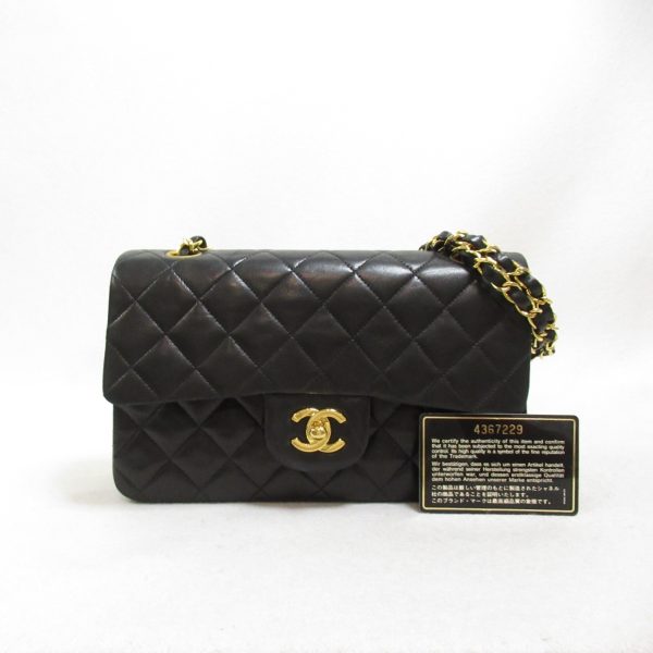 2104102262231 14 Chanel Matelasse Double Flap Chain Lambskin Black