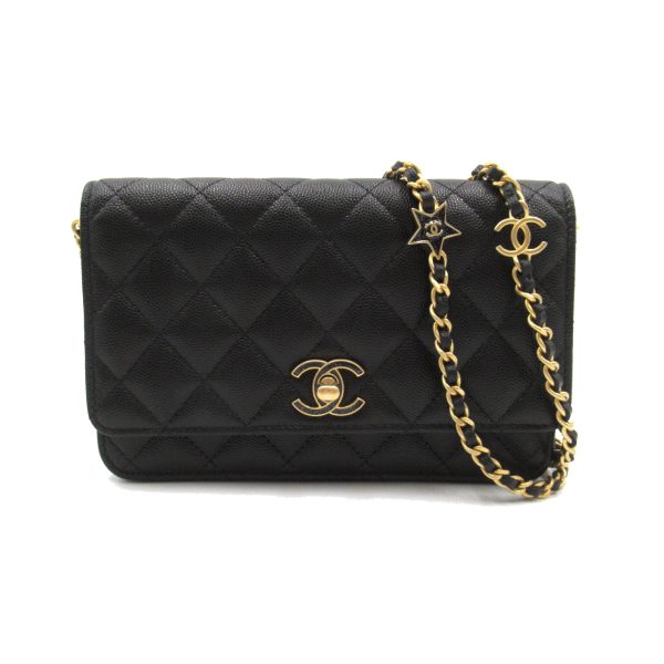 2104102265737 1 Chanel Matelasse Chain Wallet Caviar Skin Black