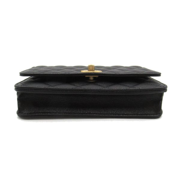 2104102265737 4 Chanel Matelasse Chain Wallet Caviar Skin Black