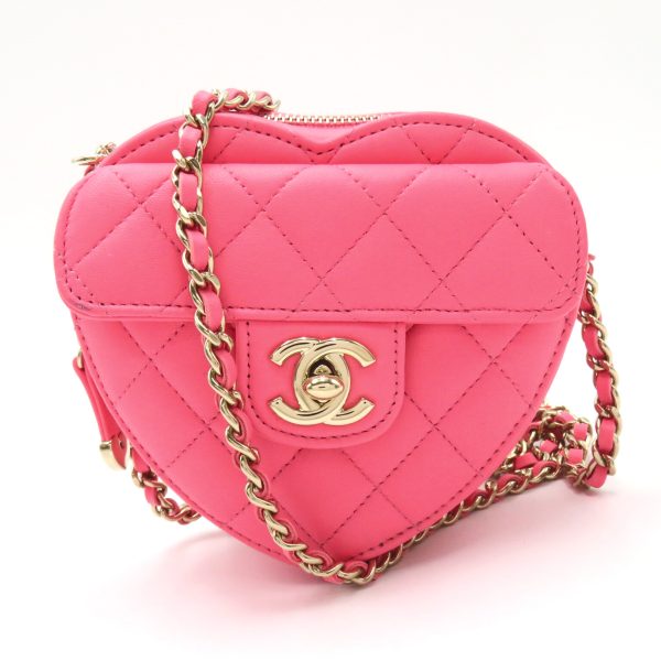 2104102265836 5 Chanel Mini Heart Chain Shoulder Lambskin Pink