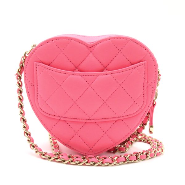 2104102265836 7 Chanel Mini Heart Chain Shoulder Lambskin Pink