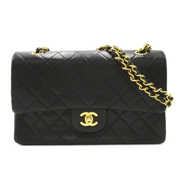 2104102266321 1 Chanel Matelasse Double Flap Chain Lambskin Black