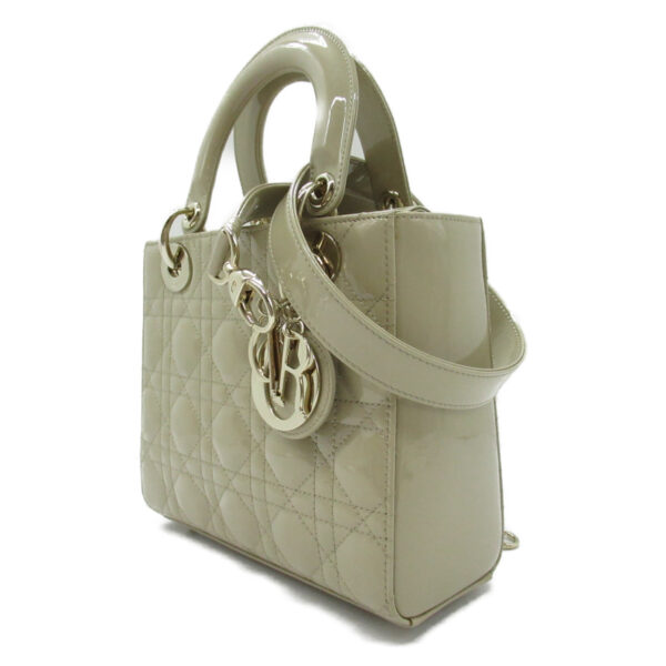 2104102269360 3 Dior Dior Cannage Enamel 2Way Tote Bag Beige