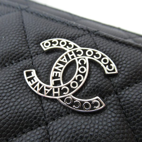 2104102277792 7 Chanel Matelasse Chain Wallet CC Bag Caviar Skin Black