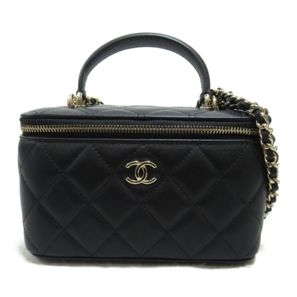 2104102280242 2 Chanel Vanity Chain Shoulder Bag 2way Lambskin Black