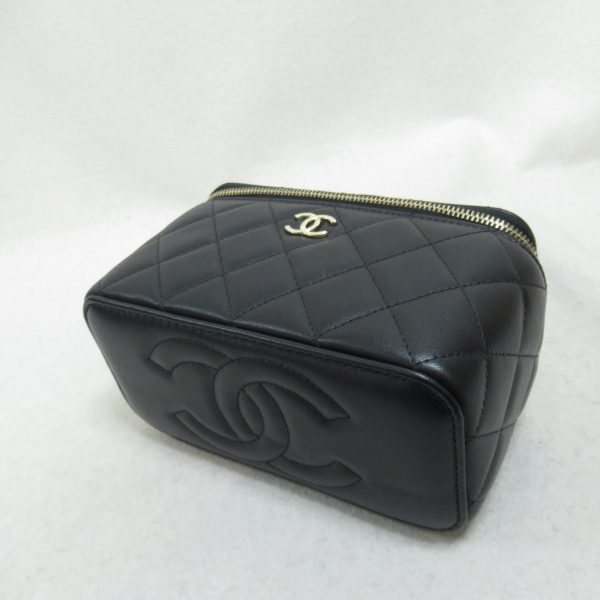 2104102280242 5 Chanel Vanity Chain Shoulder Bag 2way Lambskin Black