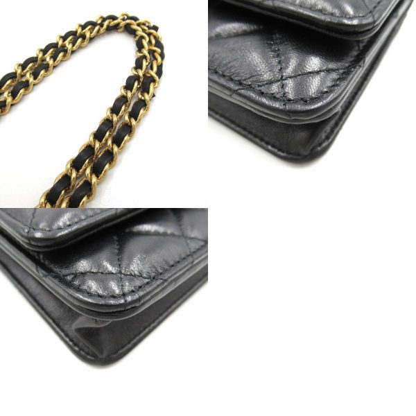 2104102280334 13c Chanel Chain Wallet Shoulder Bag Black