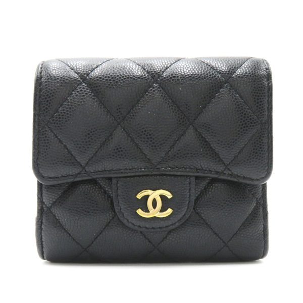 2104102280938 1 Chanel Matelasse Wallet Caviar Skin Black