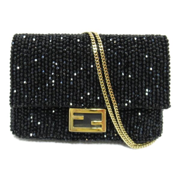 2104102281829 2 Fendi Mini Sequins Shoulder Pouch Black