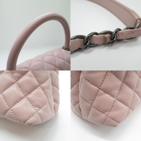 2104102282741 9c Chanel Coco Handle Matelasse 2way Shoulder Bag Caviar Skin Pink