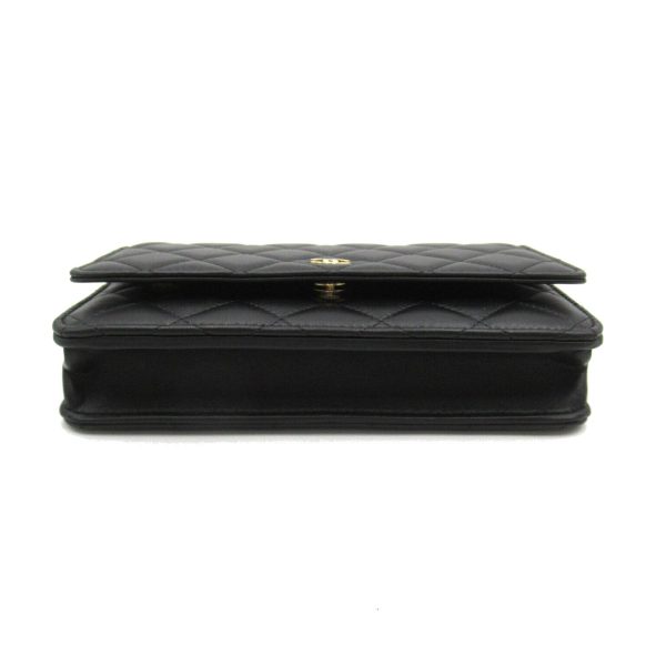 2104102288415 4 Chanel Matelasse Chain Wallet Shoulder Bag Black