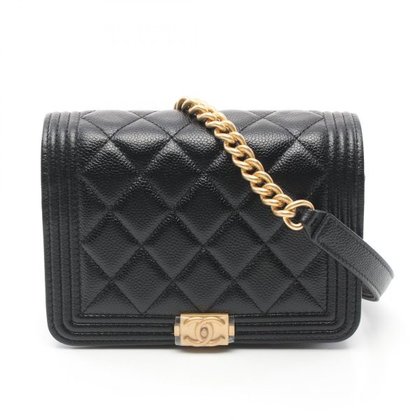 2104102289320 1 Chanel Boy Matelasse Chain Clutch Wallet Bag Black