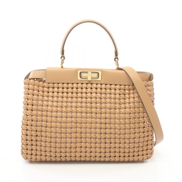 2104102293259 1 Fendi Peekaboo Regular Selleria Handbag Beige